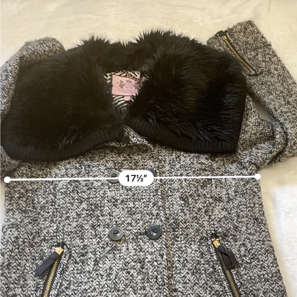 Juicy Couture Tweed Pea Coat w/ Faux Fur Collar S | Holiday Party Chic - Picture 8 of 15